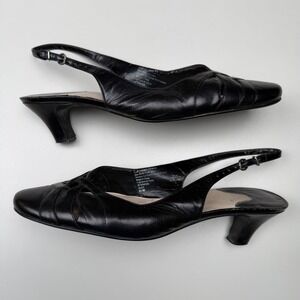 Naturalizer Alice Black Leather Slingback Kitten Heel Officecore Classic Size 8M